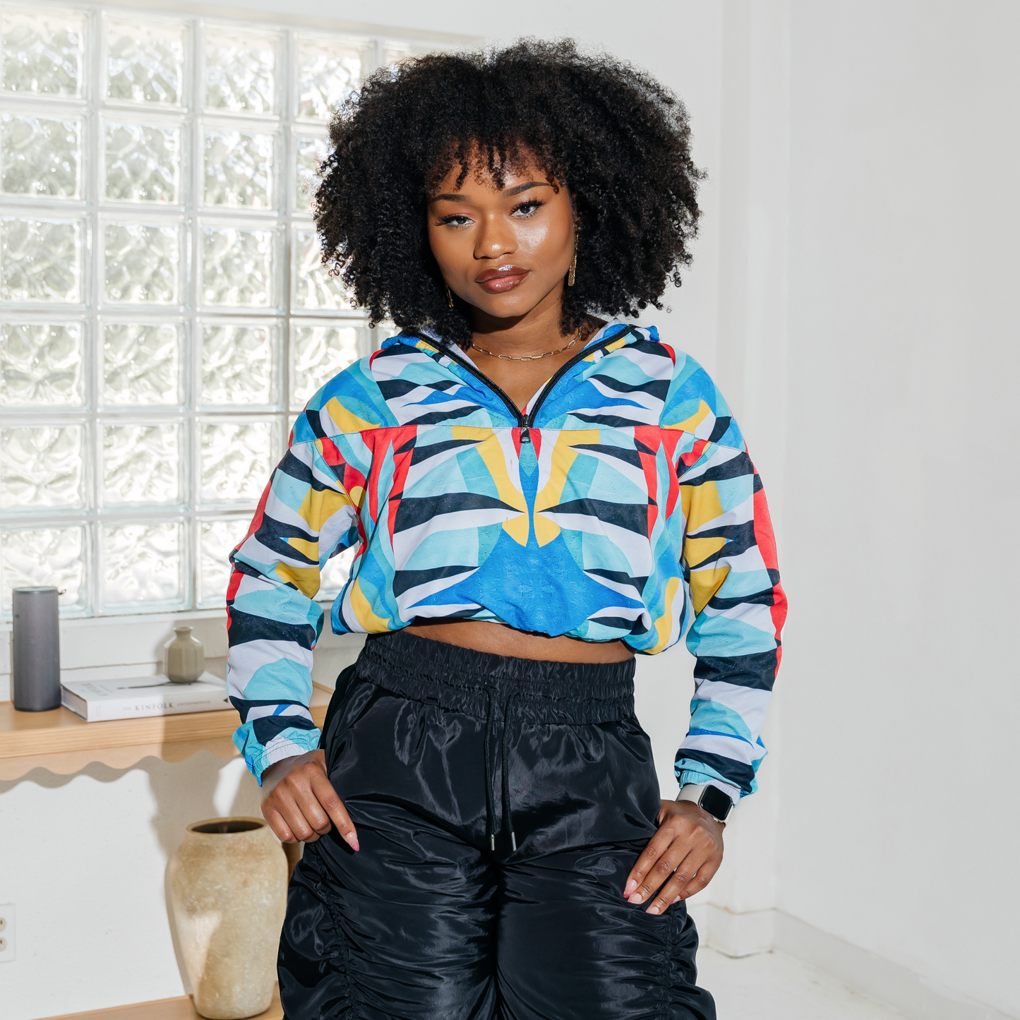 Tigre Women's cropped windbreaker – Mosaic Art Wear